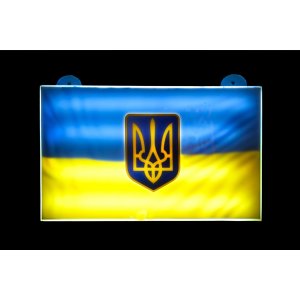 Світлодіодна LED панель Прапор України з Тризубом 12–24В для авто