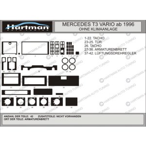Накладки на панель MB T3 VARIO 1996… WITHOUT A/C