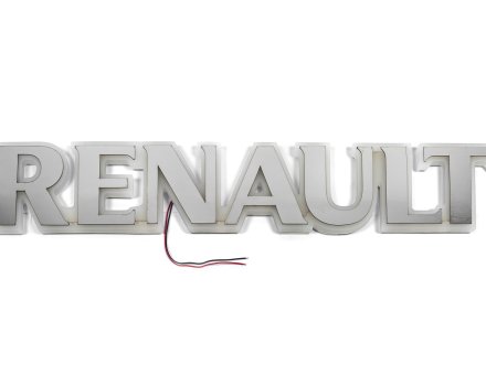 Надпис на решітку Renault нержавійка з оранжевою підсвіткою (79см.*13см.)