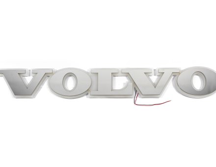 Надпис на решітку Volvo нержавійка з оранжевою підсвіткою (89см.*13,5см.)
