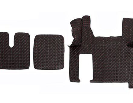 Килимки в салон Man Tgx екошкіра чорні з червоною прошивкою (автомат)