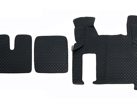 Килимки в салон Man Tgx екошкіра чорні з синьою прошивкою (автомат)