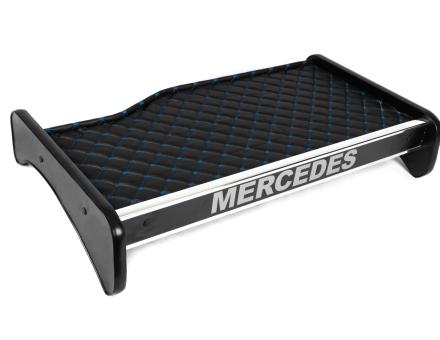 Полиця на панель Mercedes Atego (екошкіра чорна з синьою прошивкою)