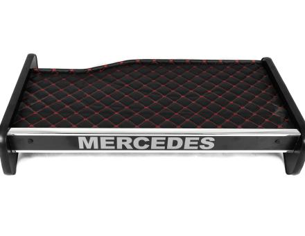 Полиця на панель Mercedes Atego (екошкіра чорна з червоною прошивкою)