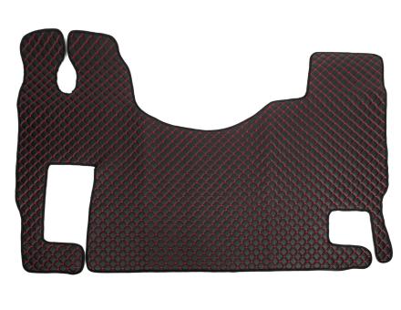 Килимок в салон Mercedes Benz Actros MP2(2003-2008)-MP3(2008-2011) екошкіра чорний з червоною прошивкою (автомат)