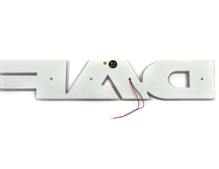 Надпис на решітку DAF нержавійка з оранжевою підсвіткою (68см.*13,5см.)