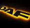 Надпис на решітку DAF нержавійка з оранжевою підсвіткою (68см.*13,5см.)