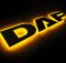 Надпис на решітку DAF нержавійка з оранжевою підсвіткою (68см.*13,5см.)