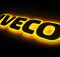 Надпис на решітку Iveco нержавійка з оранжевою підсвіткою (60см.*14см.)