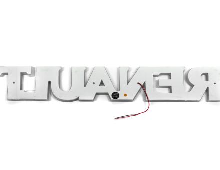 Надпис на решітку Renault нержавійка з оранжевою підсвіткою (79см.*13см.)