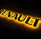 Надпис на решітку Renault нержавійка з оранжевою підсвіткою (79см.*13см.)