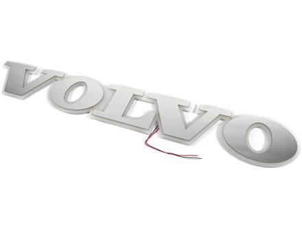 Надпис на решітку Volvo нержавійка з оранжевою підсвіткою (89см.*13,5см.)