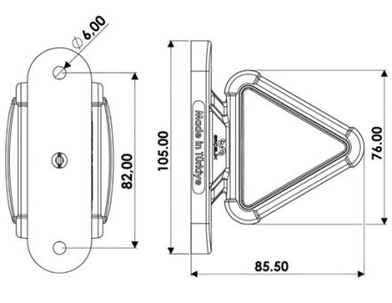 Ліхтар габаритний неоновий трикутний жовто-червоний 12-24 вольт HM-0624