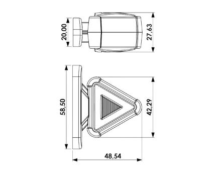 Ліхтар габаритний неоновий трикутний жовто-червоний 12-24 вольт HM-0624