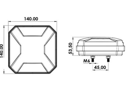 Ліхтар задній квадратний 14*14 12-24 вольт HM-1223