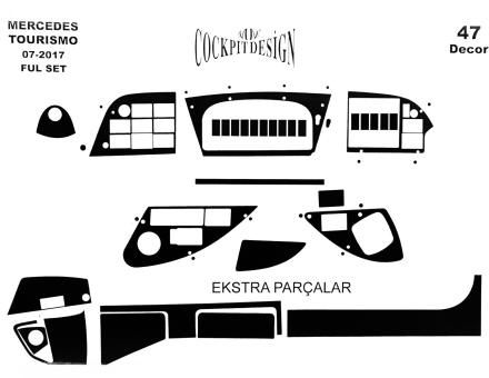 Накладки на панель Mercedes Tourismo full set 2007-2017 (Meric, 47 деталей) 94000039